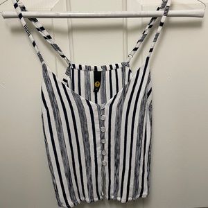 Navy and white striped button up tank